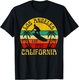 Los Angeles California Beach Surf Summer Vacation Vintage T-Shirt - T-Shirt | Black