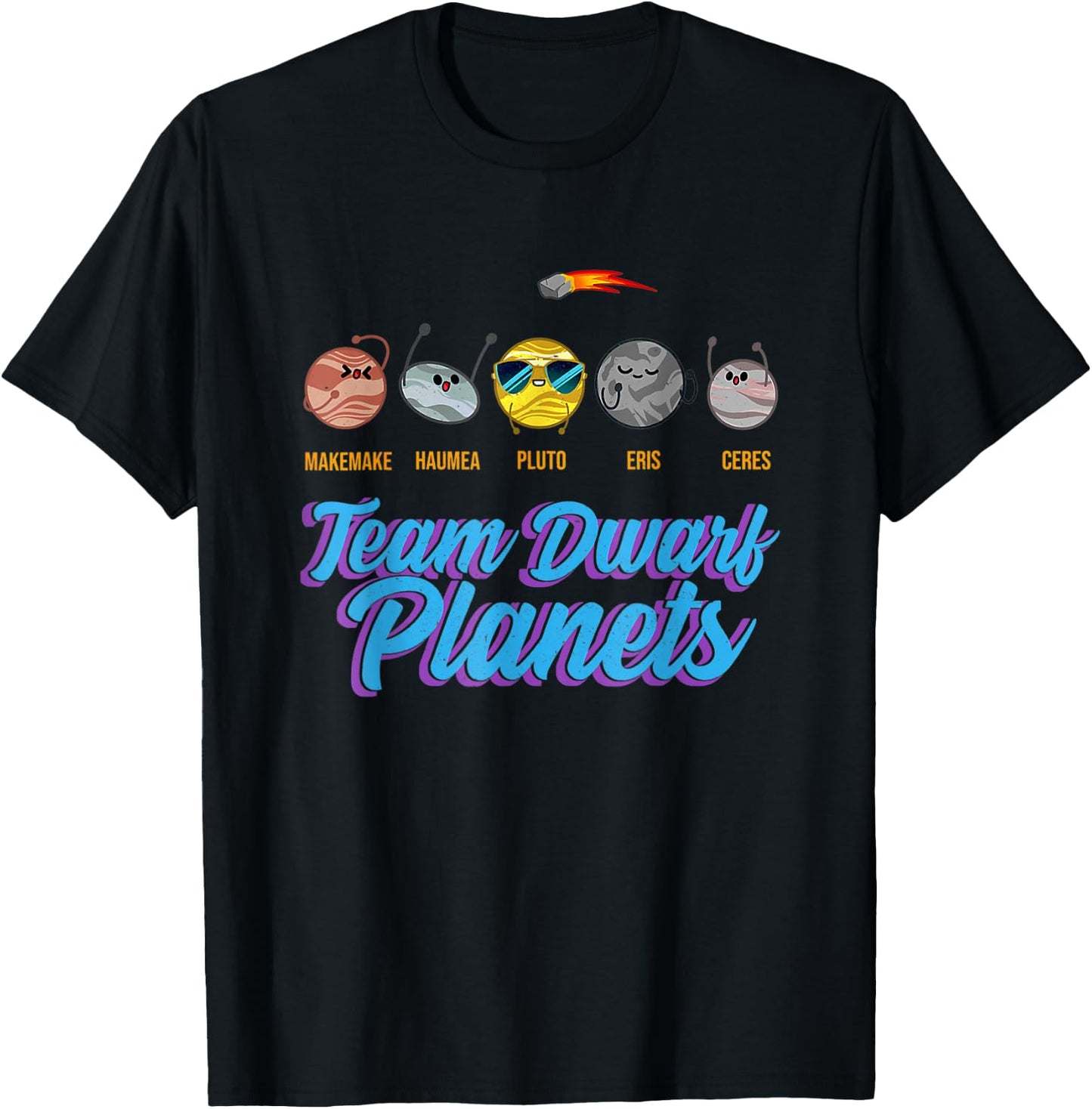 Team Dwarf Planets Spaced Out Astronaut Astronomy Science T-Shirt - T-Shirt | Black