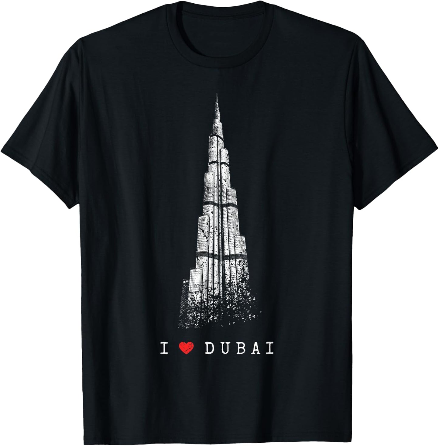 Dubai Burj Khalifa Vintage Skyline I Love Emirate Of Dubai T-Shirt - T-Shirt | Black