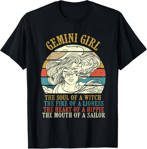 Gemini Girl - Horoscope Astrology Lover Zodiac Sign T-Shirt - T-Shirt | Black