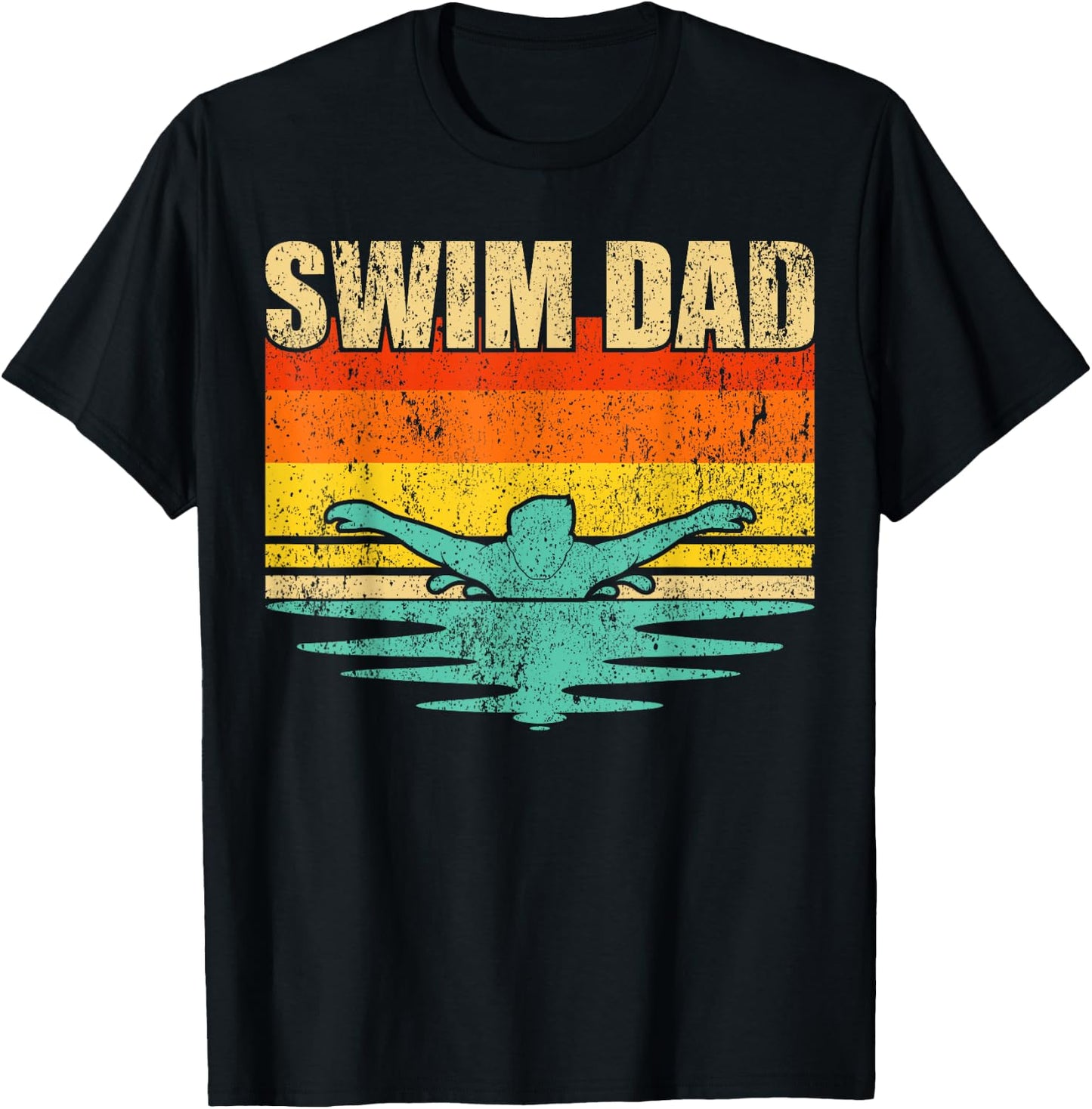 Vintage Style Swimming Lover Swimmer Swim Dad Father's Day T-Shirt - T-Shirt | Black