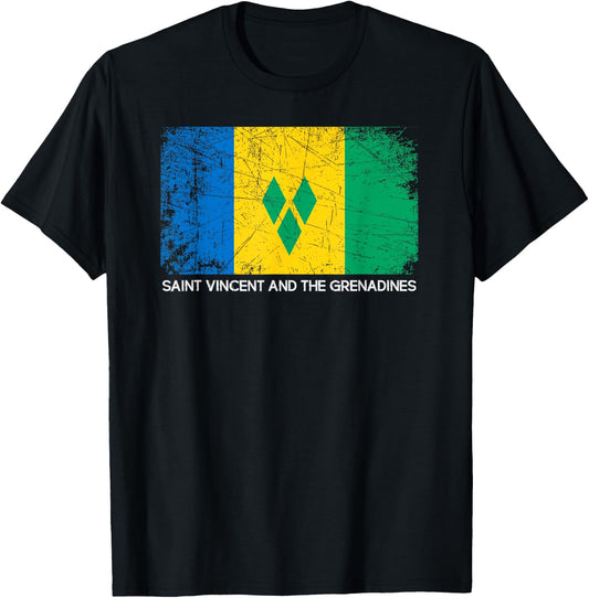 Flag Shirt Vintage Made In Saint Vincent and the Grenadines T-Shirt - T-Shirt | Black
