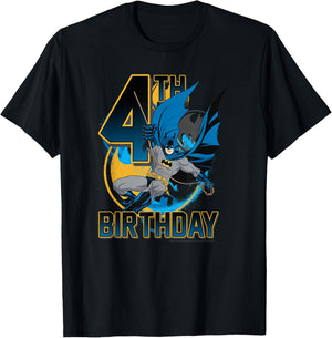 DC Comics Batman 4th Birthday Bat Swing Action Poster T-Shirt - T-Shirt | Black