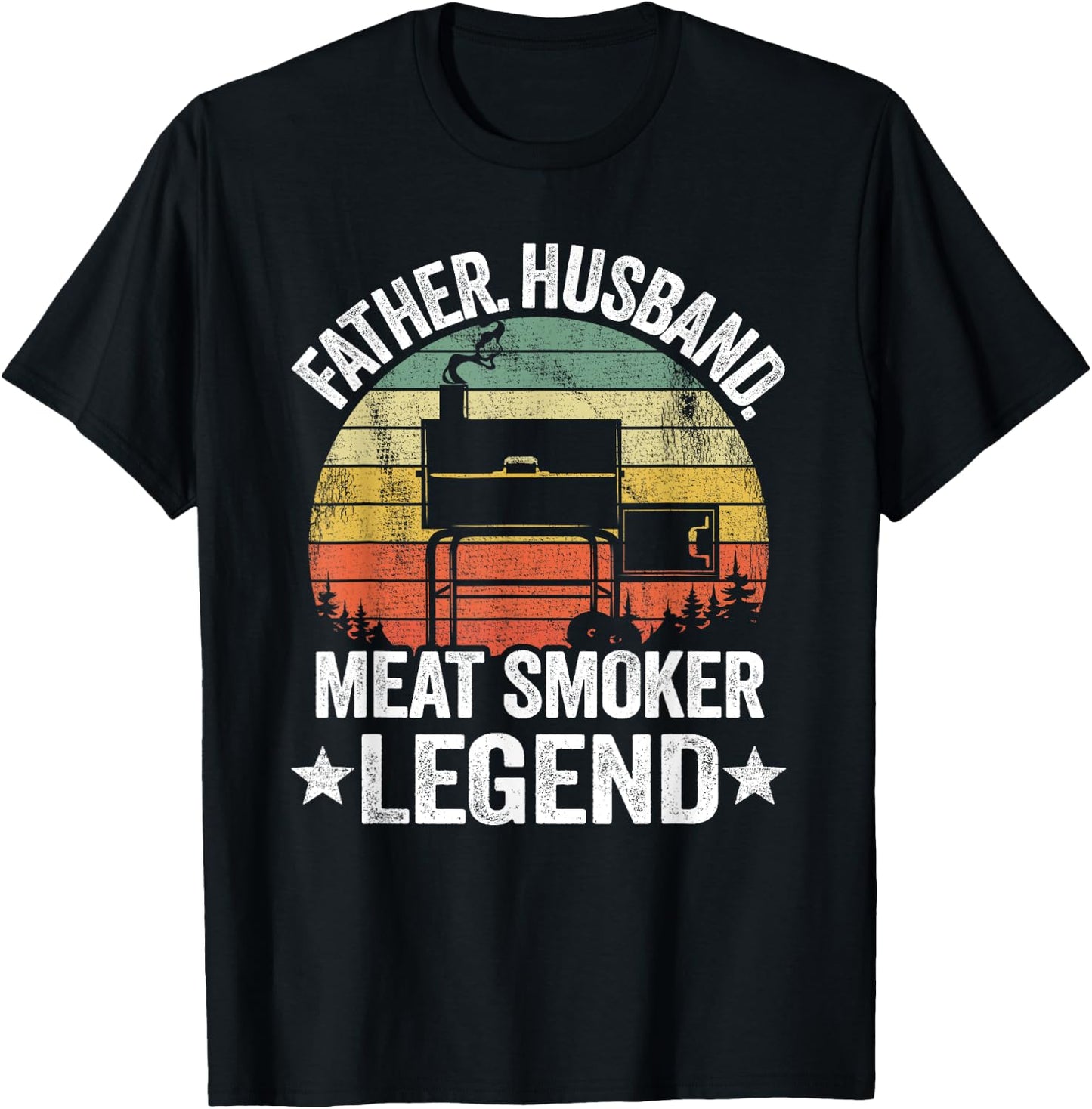 Father Husband Meat Smoker Legend Grilling Dad Meat Smoking T-Shirt - T-Shirt | Black