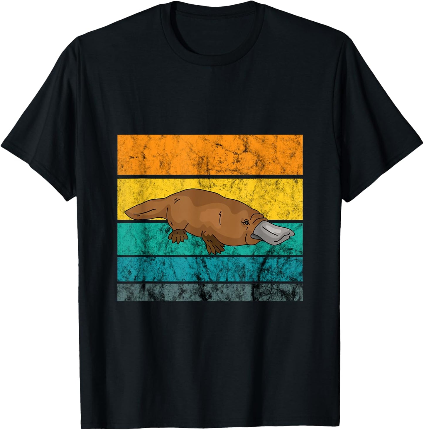 Platypus Duck Billed Retro Vintage Sunset Platypus Wildlife T-Shirt - T-Shirt | Black
