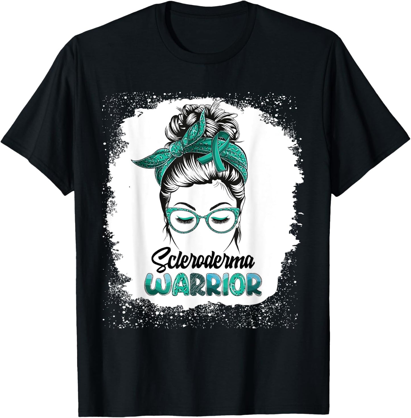 Scleroderma Warrior Bleached Messy Bun Survivor Believe T-Shirt - T-Shirt | Black