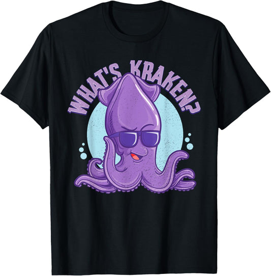 Funny Hipster Cryptids Sea Monster Octopus What's Kraken T-Shirt - T-Shirt | Black