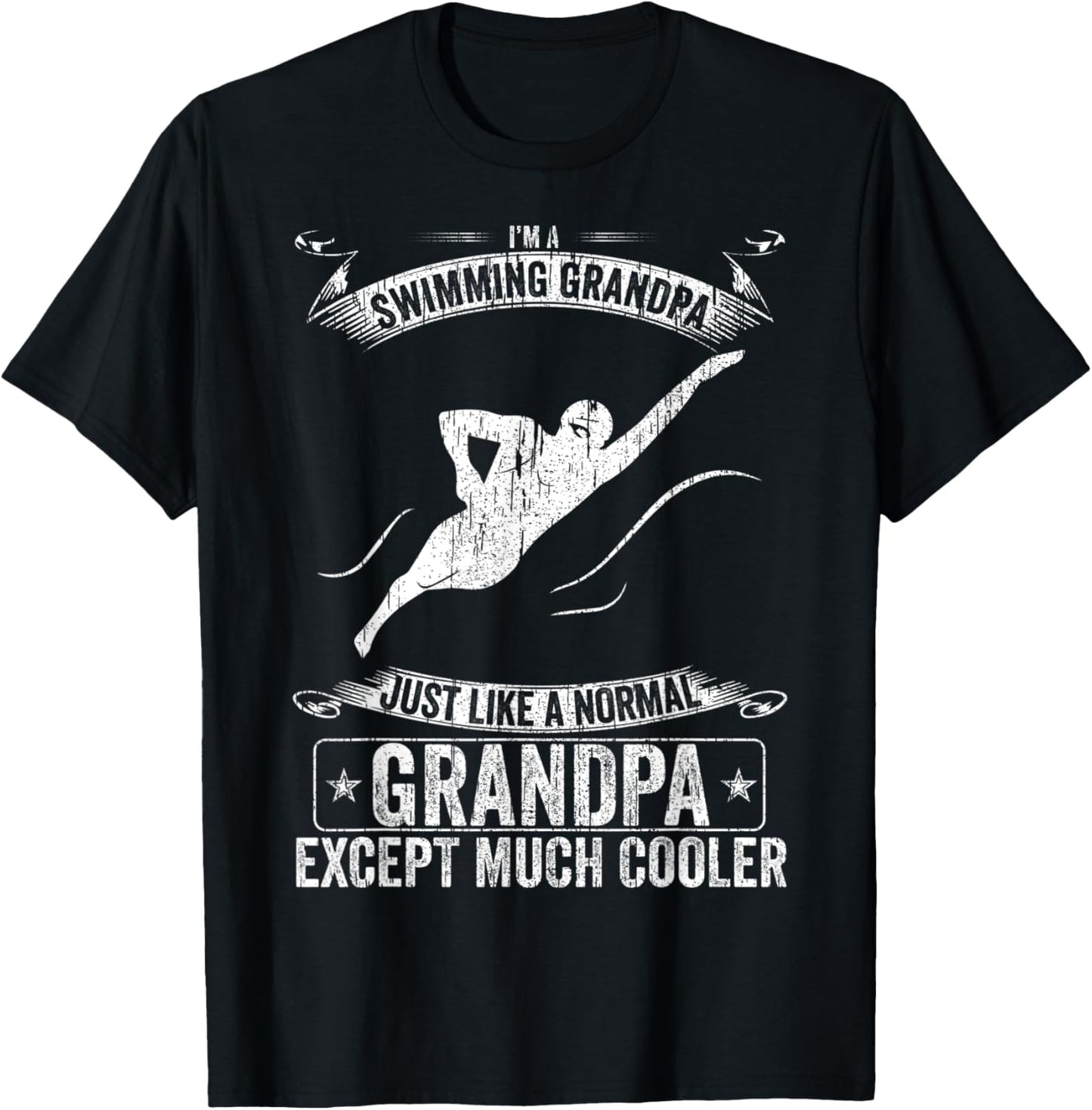 I'm A Swimming Grandpa Just Like A Normal Except Much Cooler T-Shirt - T-Shirt | Black