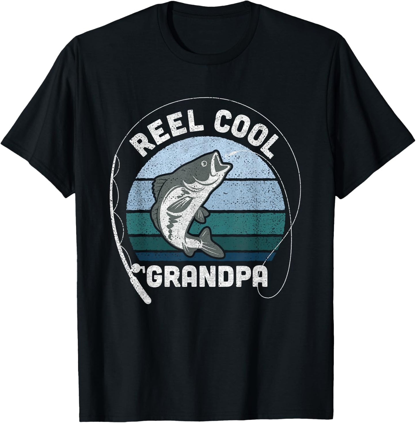 Funny Reel Cool Grandpa Fishing Fathers Day T-Shirt - T-Shirt | Black