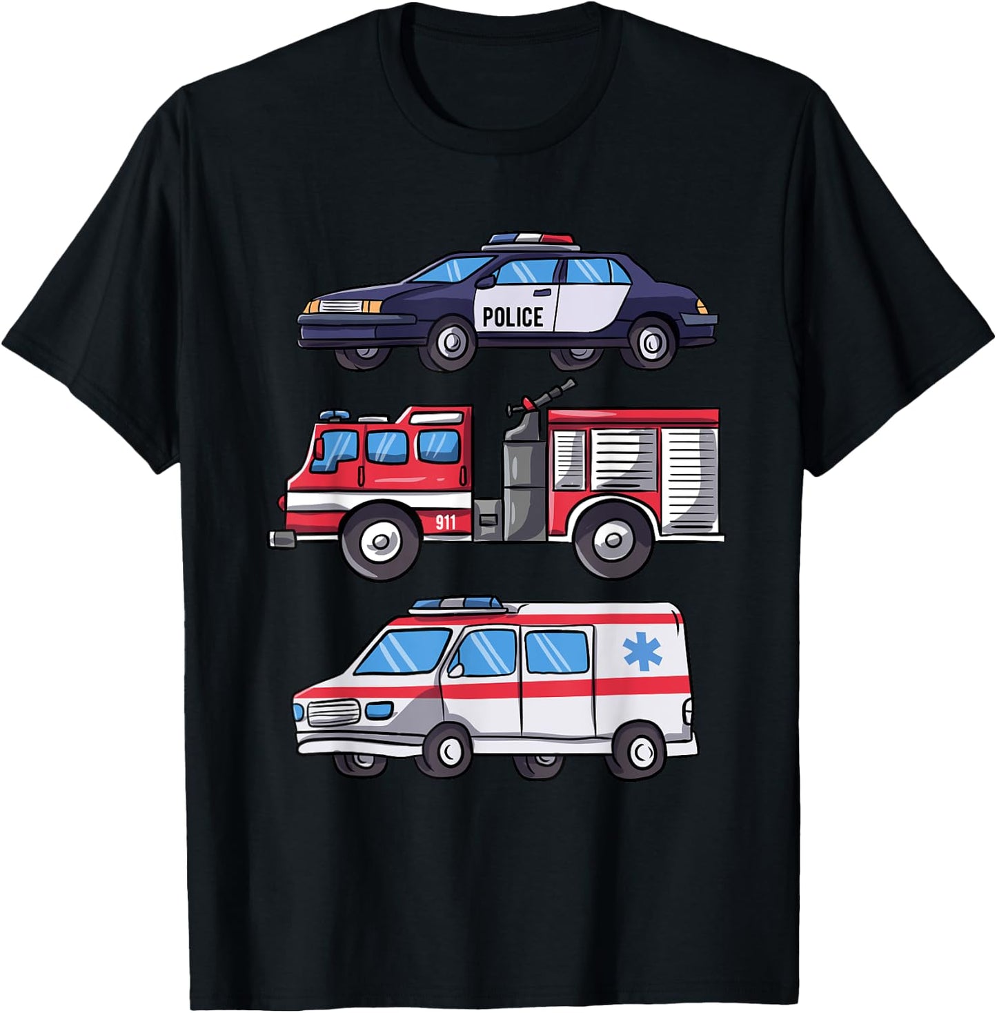 Emergency Vehicle Gift Boys Fire Engine T-Shirt - T-Shirt | Black