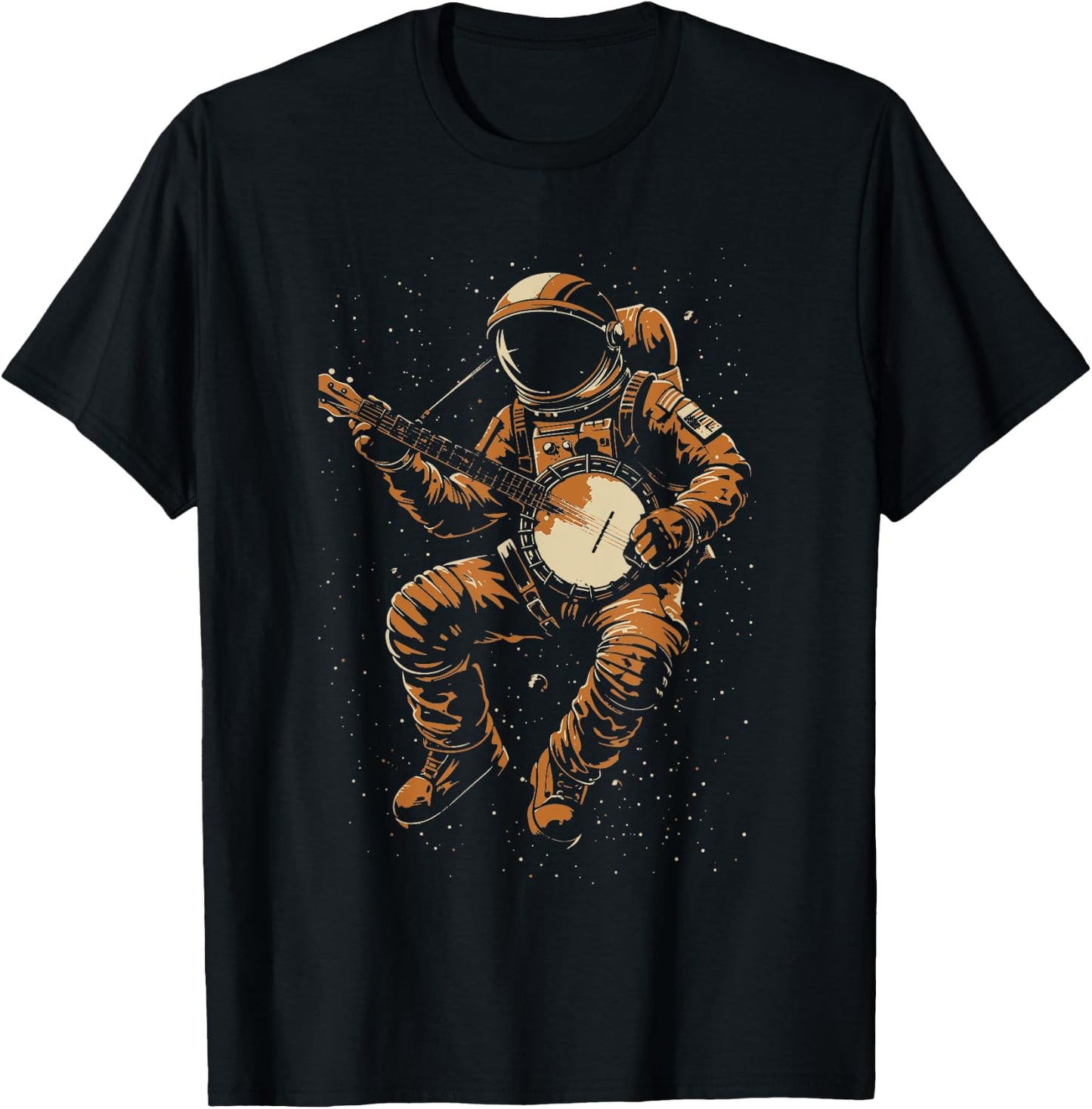 Banjo Music Artistic Astronaut Space Lover Psychedelic T-Shirt - T-Shirt | Black
