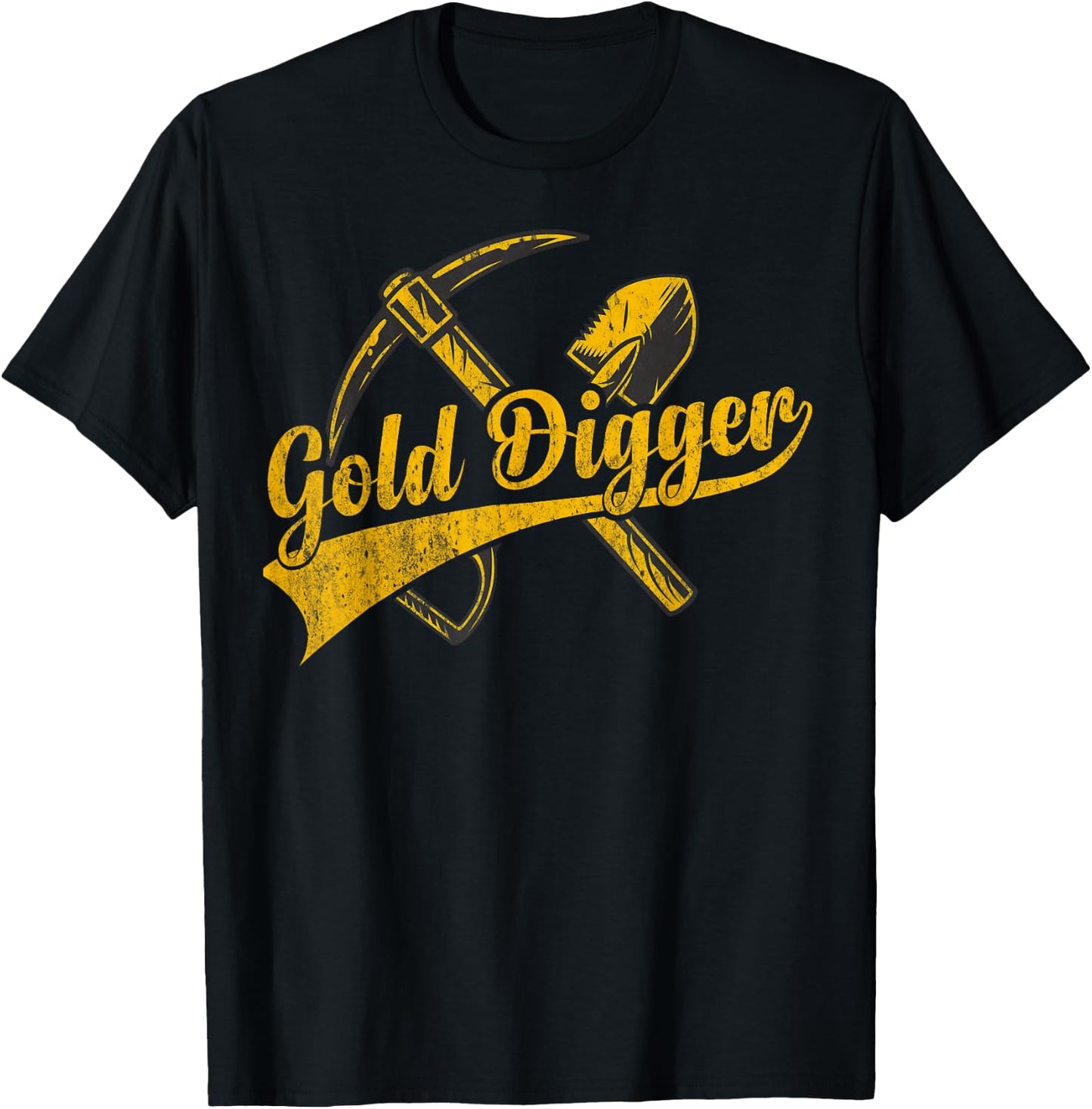 Gold plaque with crossed pick and shovel gold digger T-Shirt - T-Shirt | Black