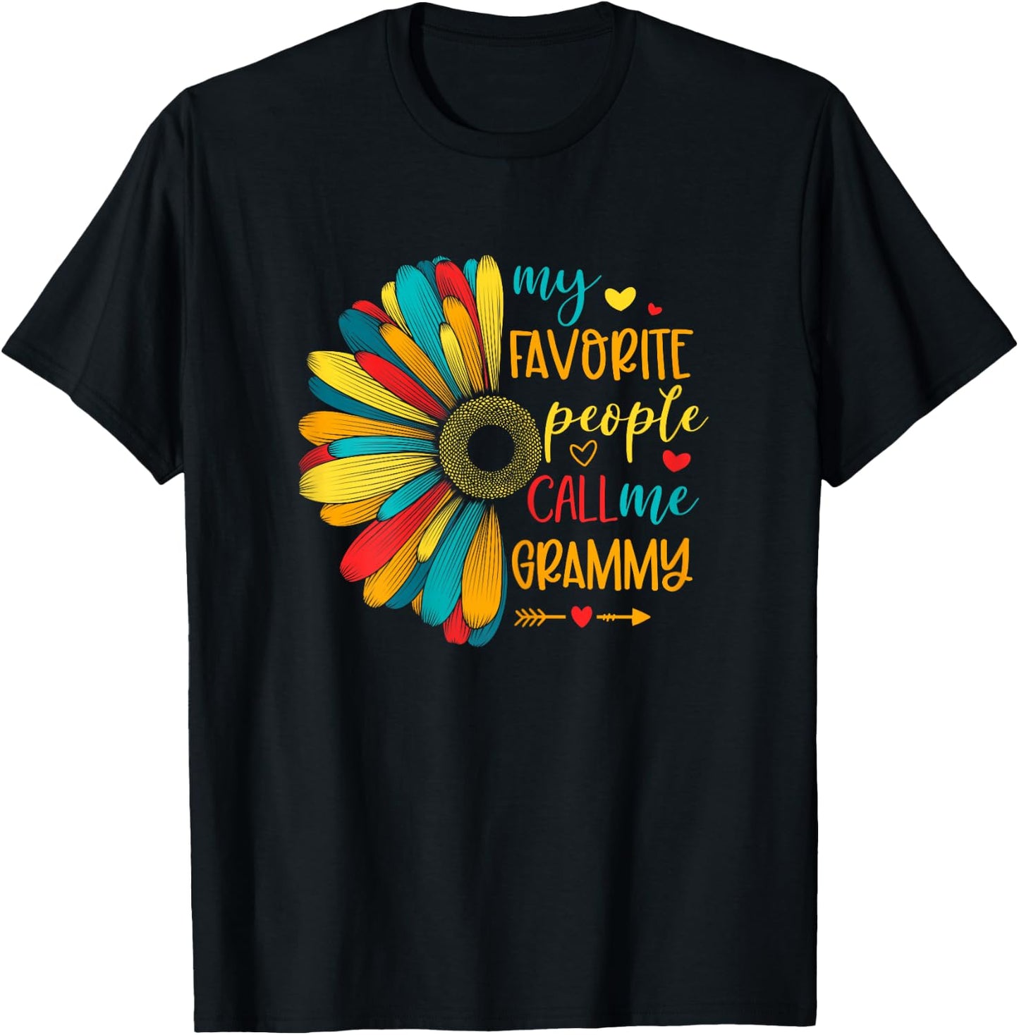 My Favorite People Call Me Grammy Sunshine Sunflower T-Shirt - T-Shirt | Black