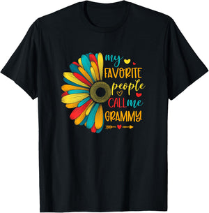 My Favorite People Call Me Grammy Sunshine Sunflower T-Shirt - T-Shirt | Black