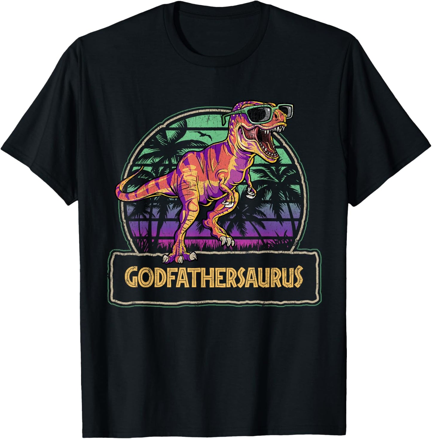 Godfathersaurus T Rex Dinosaur Godfather Saurus Matching T-Shirt - T-Shirt | Black