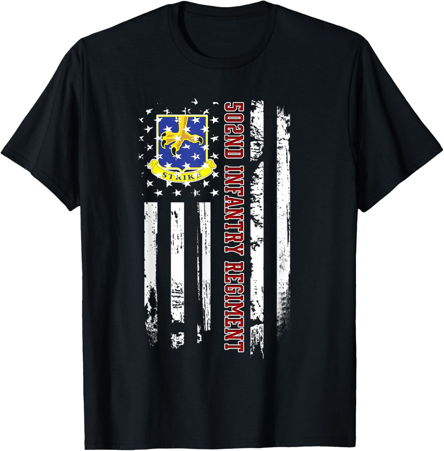 502nd Infantry Regiment Veteran USA Flag Veterans Day Xmas T-Shirt - T-Shirt | Black
