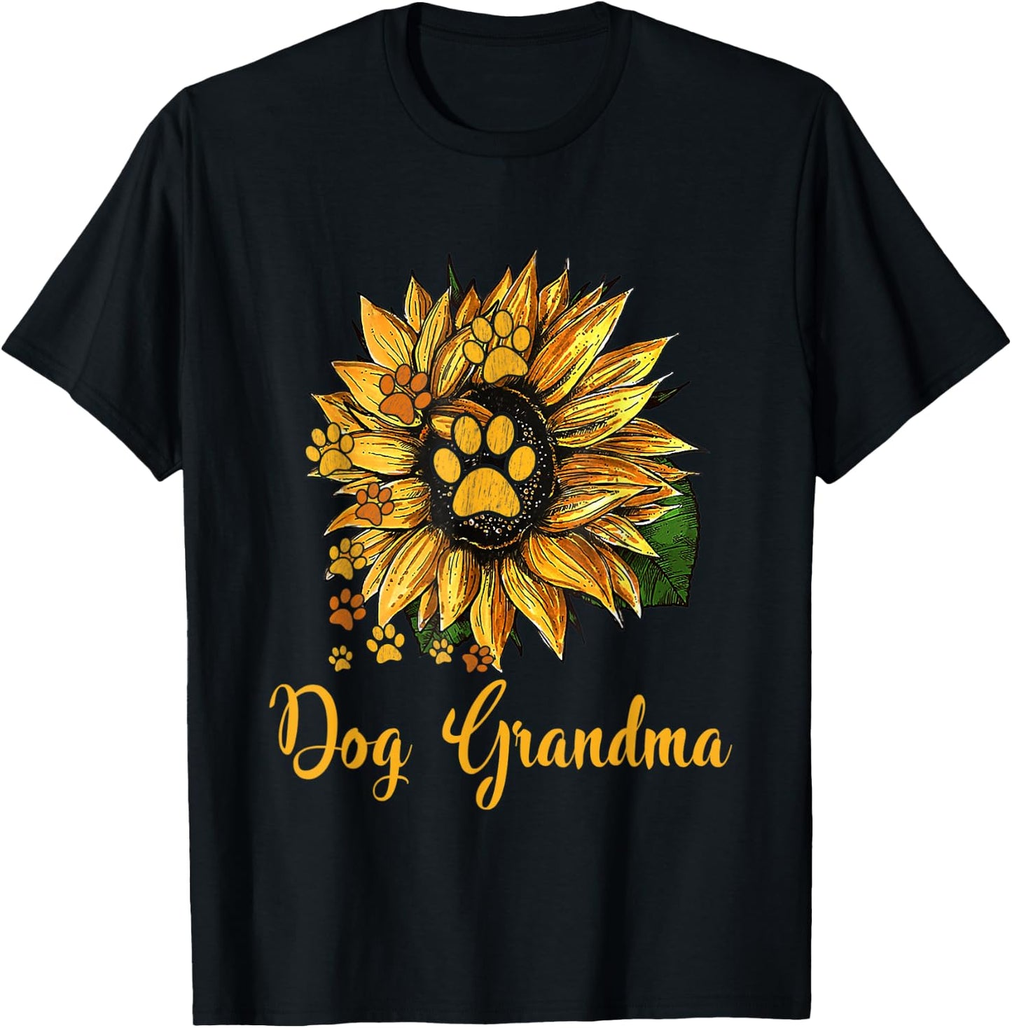 Dog Grandma Sunflower Shirt Funny Cute Family Gifts Apparel T-Shirt - T-Shirt | Black