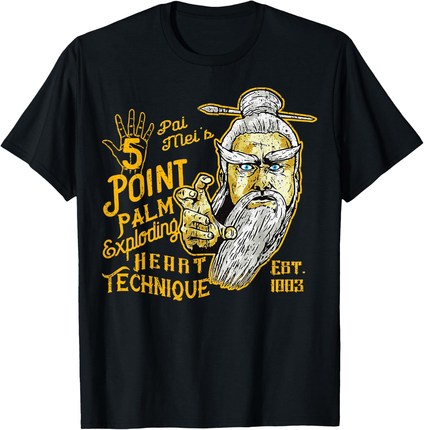 Vintage Pai Mei 5 Point Palm Exploding Heart Technique 1 T-Shirt - T-Shirt | Black