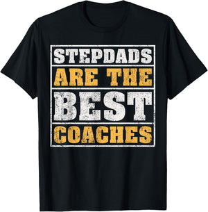 Vintage Stepdad Are The Best Coaches Stepdad Father's Day T-Shirt - T-Shirt | Black
