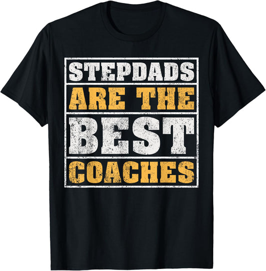 Vintage Stepdad Are The Best Coaches Stepdad Father's Day T-Shirt - T-Shirt | Black