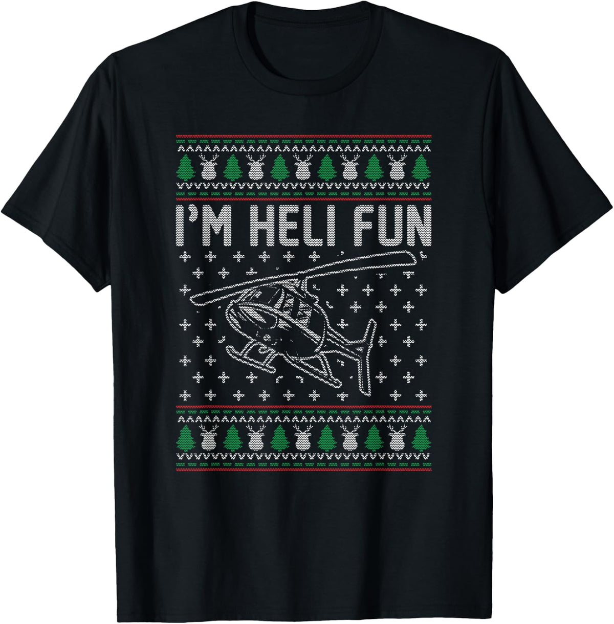 Helicopter Ugly Christmas Funny Pilot Christmas Holiday Gift T-Shirt - T-Shirt | Black