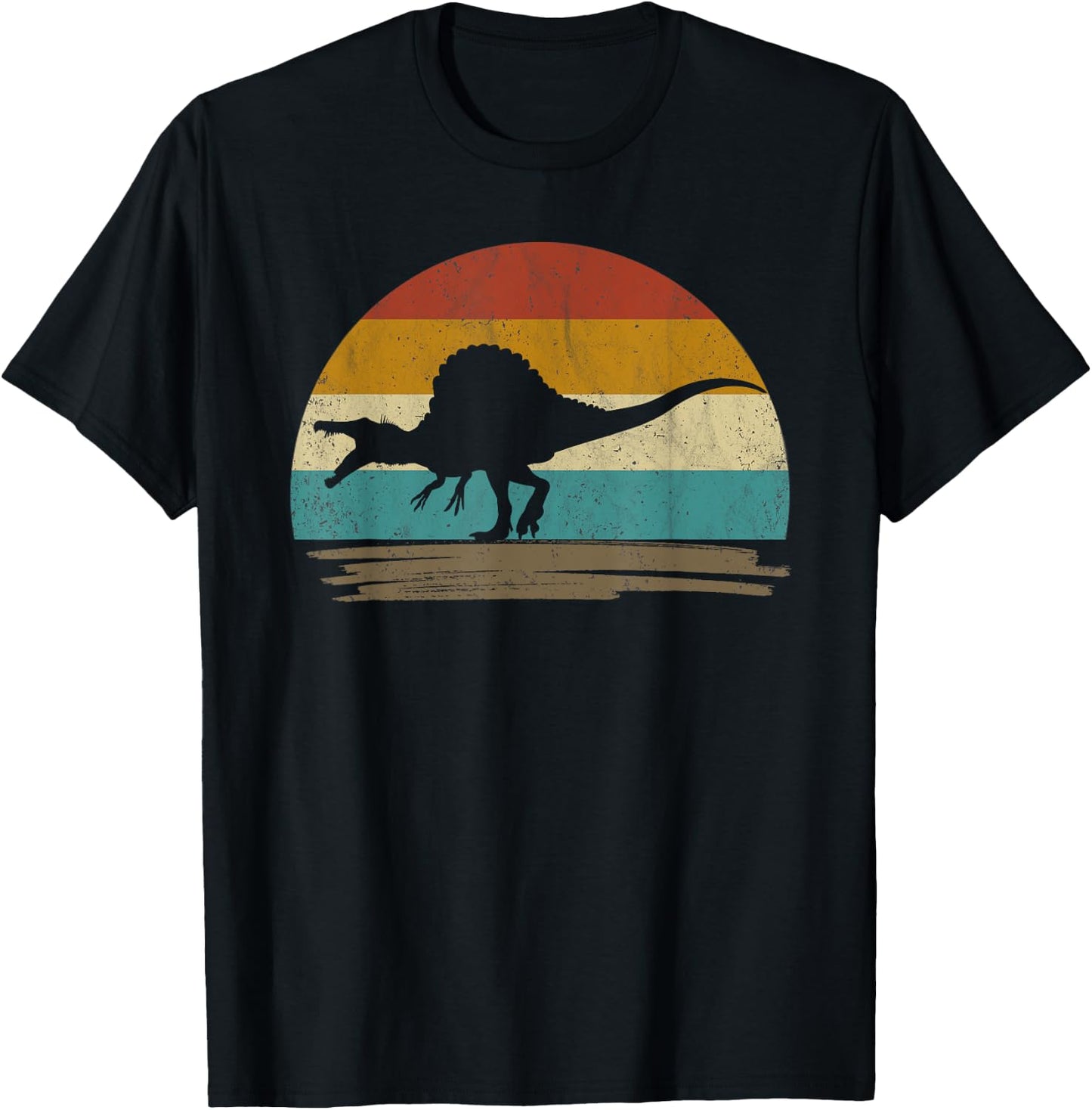 Retro Vintage Spinosaurus Dinosaur T-Shirt - T-Shirt | Black