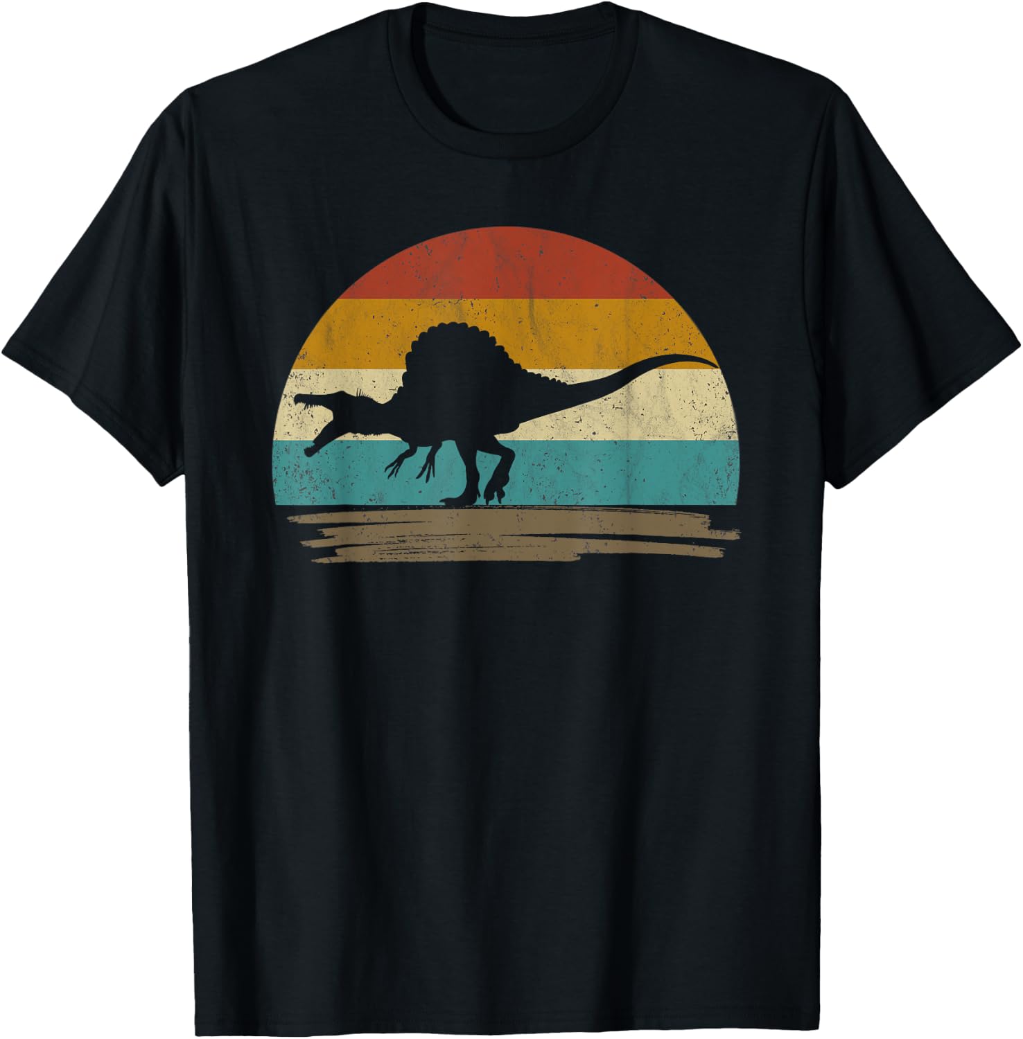 Retro Vintage Spinosaurus Dinosaur T-Shirt - T-Shirt | Black