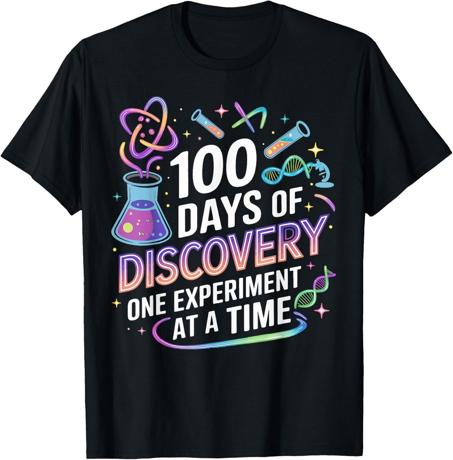 100 Days of Discovery Science Experiment Lover Girls Boys T-Shirt - T-Shirt | Black