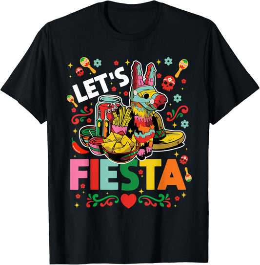Let's Fiesta Cinco De Mayo Camisa Mexicana Hombre T-Shirt - T-Shirt | Black