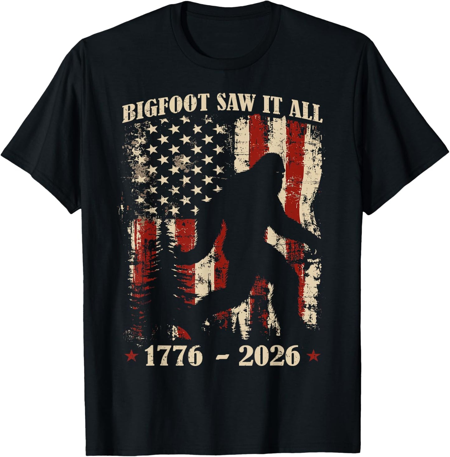Bigfoot Patriotic 250 Years American USA 4th of July Men T-Shirt - T-Shirt | Black