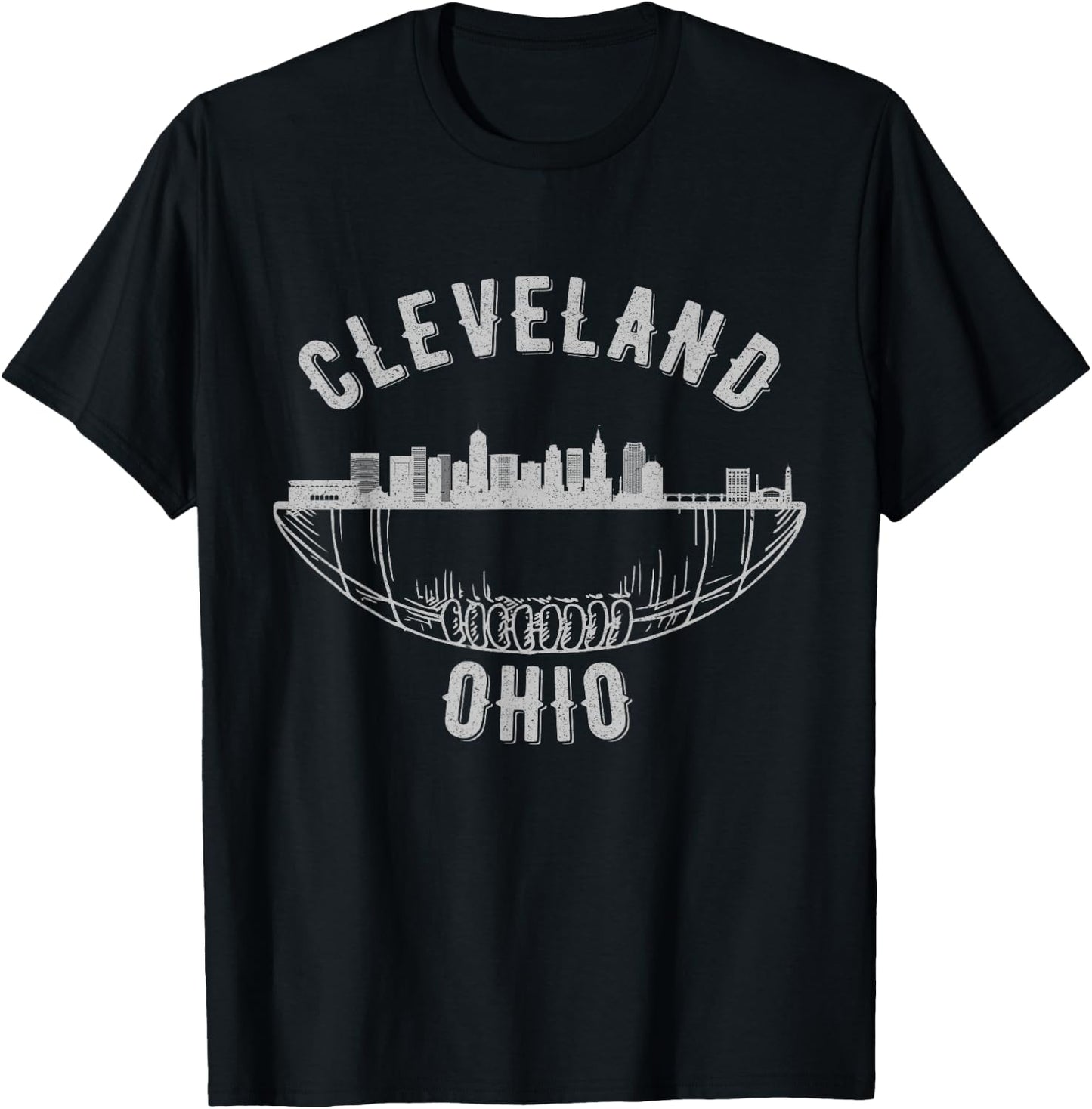 Cool Cleveland Ohio OH Football Skyline Skyscraper Fan Gift T-Shirt - T-Shirt | Black