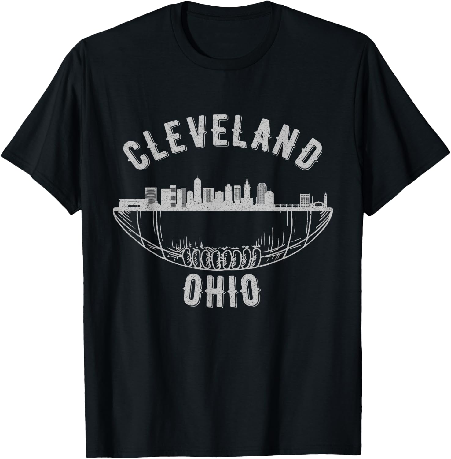 Cool Cleveland Ohio OH Football Skyline Skyscraper Fan Gift T-Shirt - T-Shirt | Black