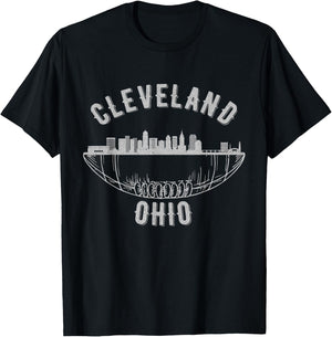 Cool Cleveland Ohio OH Football Skyline Skyscraper Fan Gift T-Shirt - T-Shirt | Black