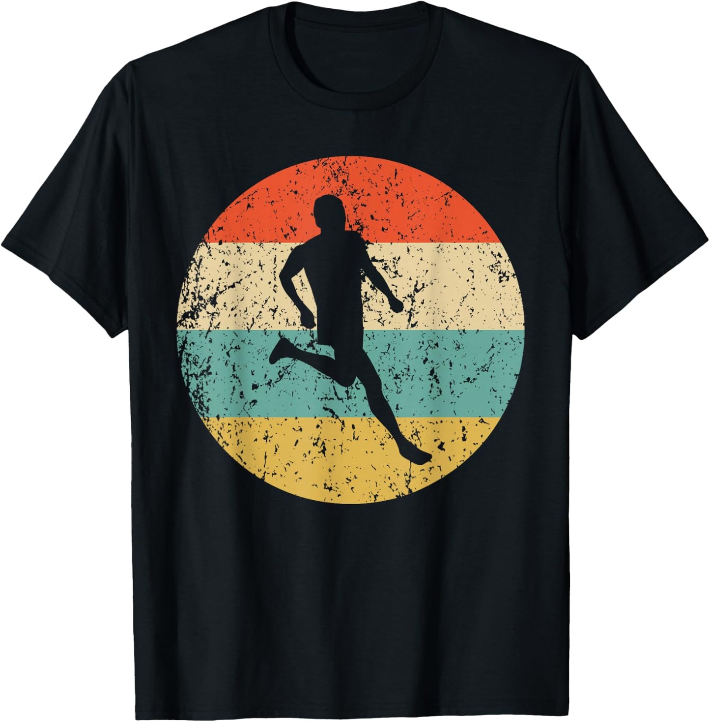 Vintage Retro Style Adult Men Runners Running Vintage Retro Runner Black Short Sleeve Classic Fit T-Shirt - T-Shirt | Black