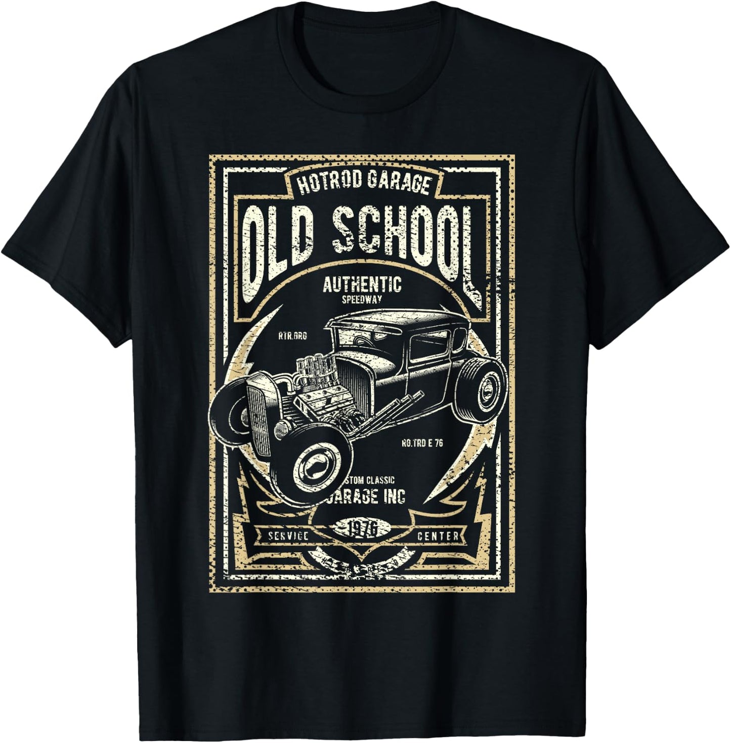 Old School Vintage Hot Rod Garage Men Classic Car T-Shirt - T-Shirt | Black