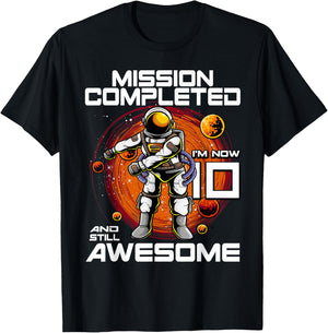 10th Birthday Astronaut 10 Years Old Outer Space Birthday T-Shirt - T-Shirt | Black