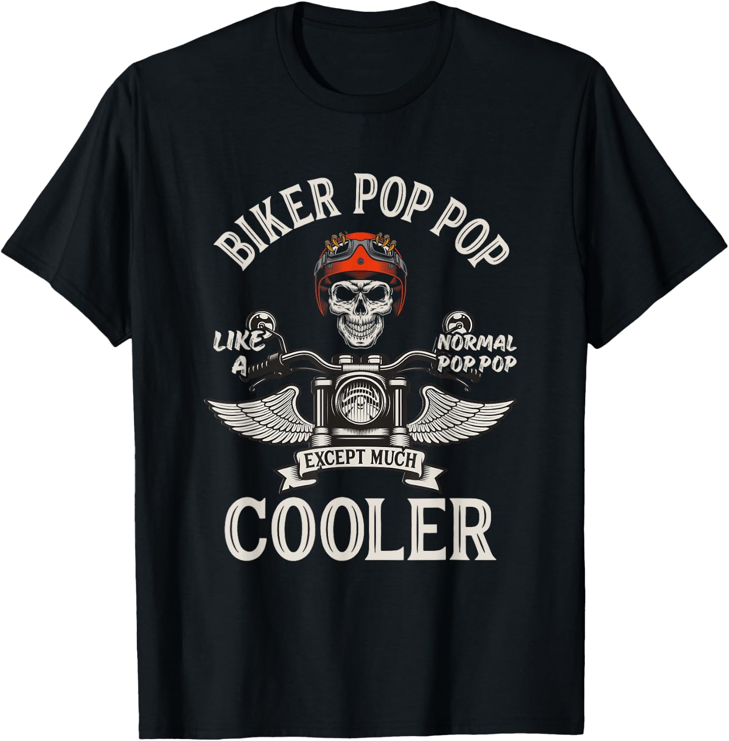 Grandparents Day Apparels Biker Pop Pop - Men's Black Motorcycle - Small - Classic Fit - Short Sleeve - - Lace Embellishment T-Shirt - T-Shirt | Black