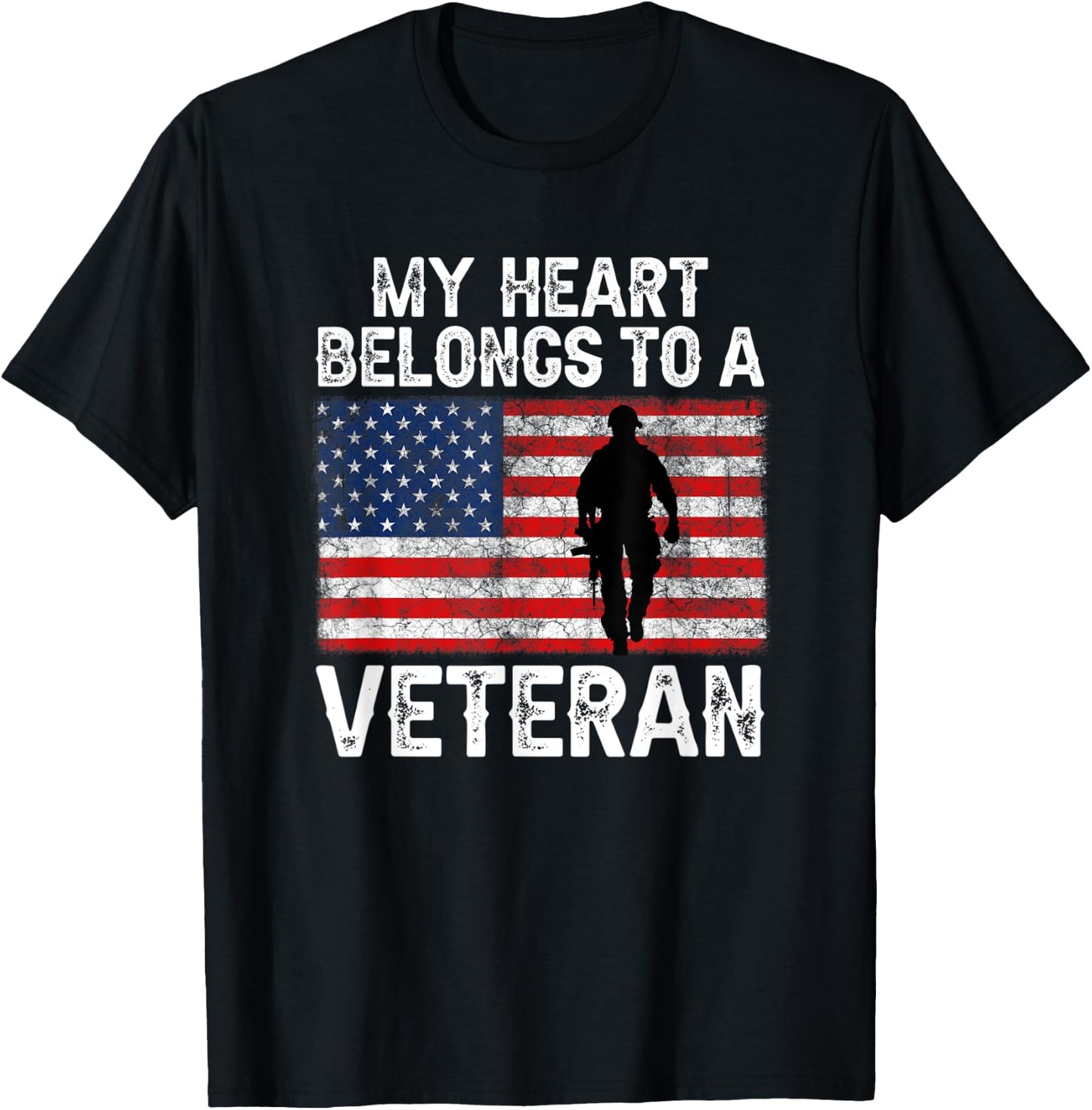 My Heart Belongs To A Veteran Army Veteran Fathers Day T-Shirt - T-Shirt | Black
