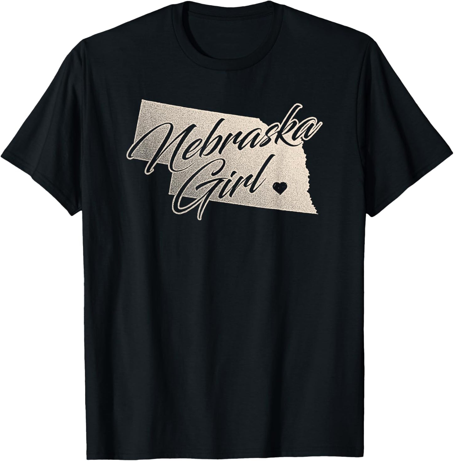 Nebraska Girl Vintage Distressed State Outline, Women's T-Shirt - T-Shirt | Black