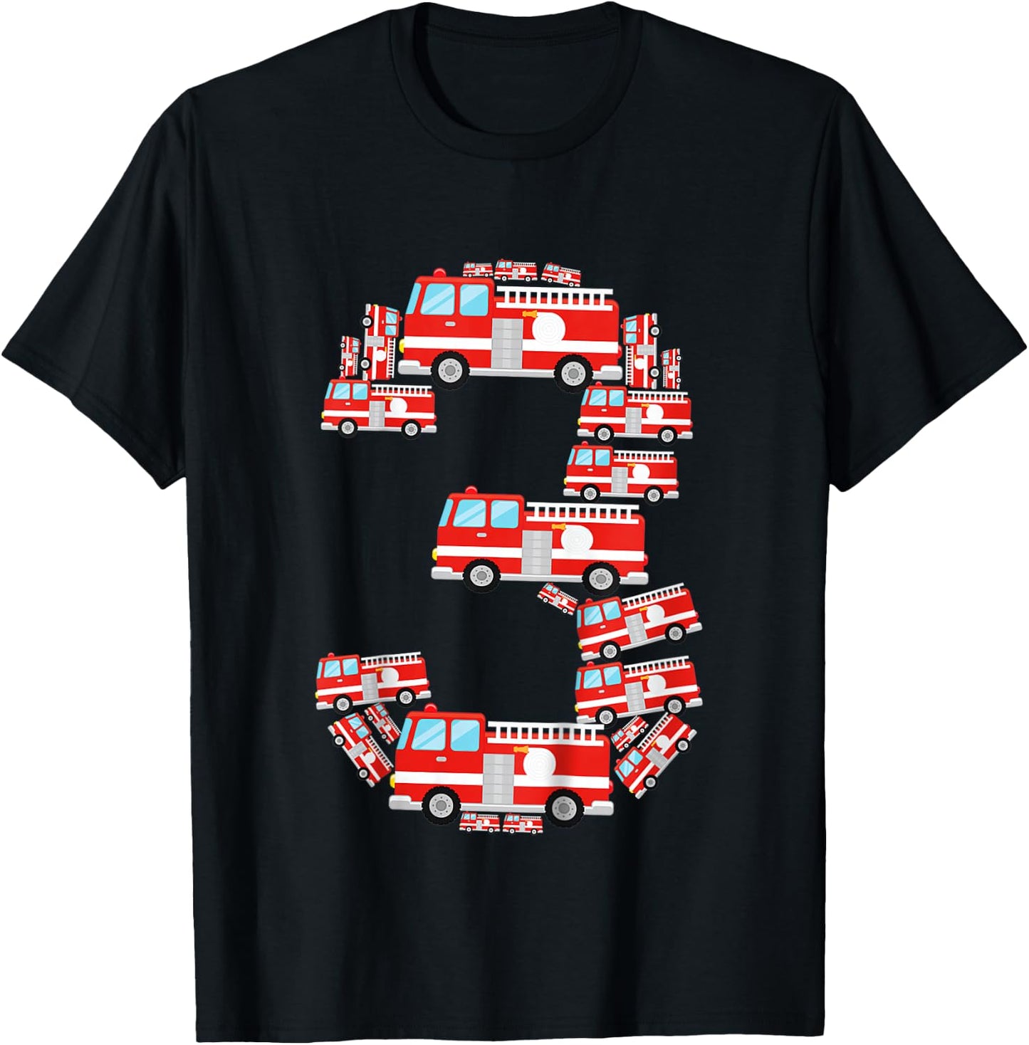 Fire Truck 3rd Birthday Boy 3 Year Old Toddler Firefighter T-Shirt - T-Shirt | Black