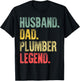 Funny Men Vintage Shirt Husband Dad Plumber Legend Retro T-Shirt - T-Shirt | Black