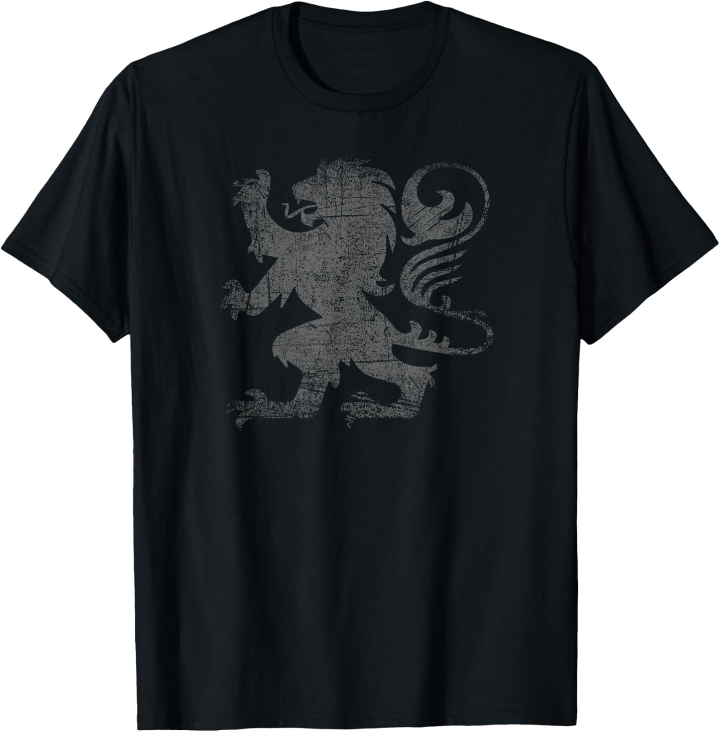 Scottish Flag Lion Rampant Heraldry Distressed Flag Scotland T-Shirt - T-Shirt | Black