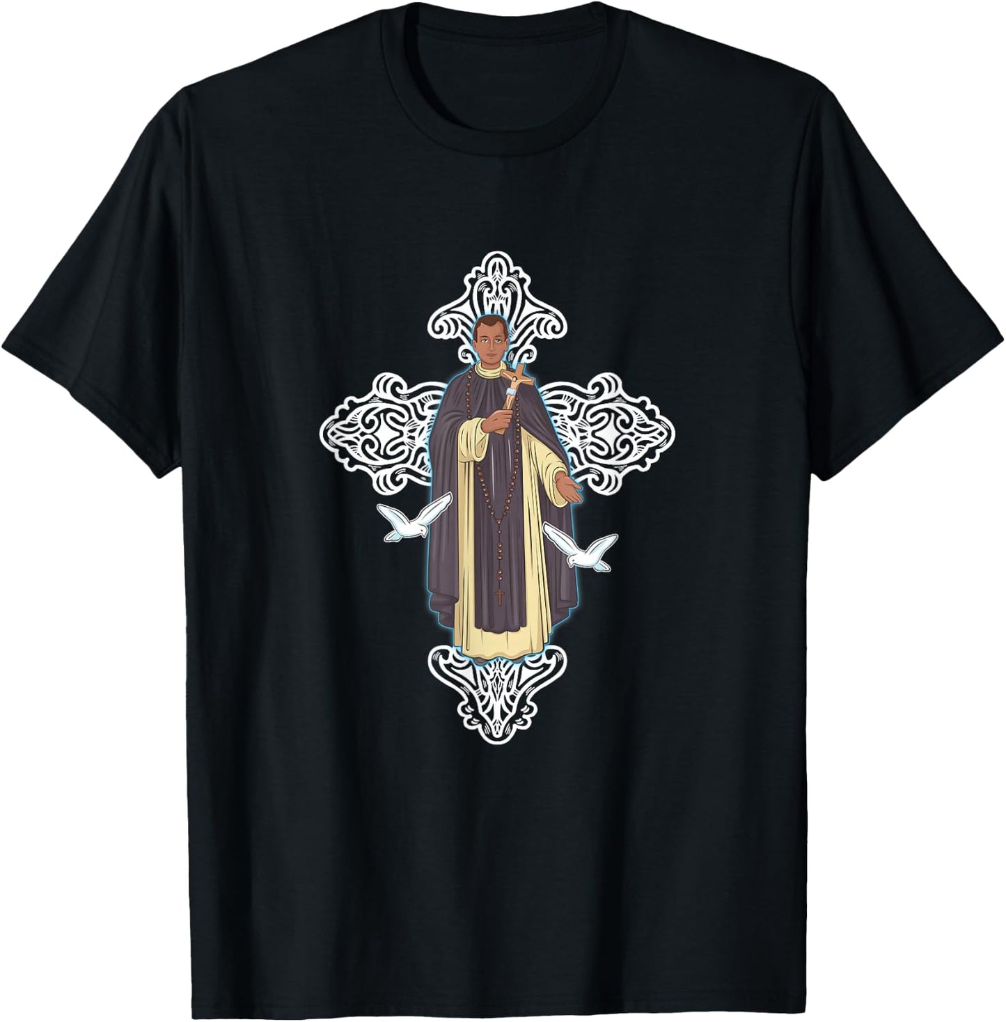 San Martín de Porres y Cruz de Jesucristo T-Shirt - T-Shirt | Black