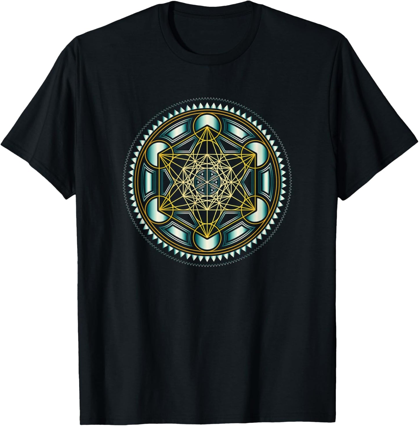 Metatron Geometry Spirituality Yoga Matrix Maths Esotericism T-Shirt - T-Shirt | Black