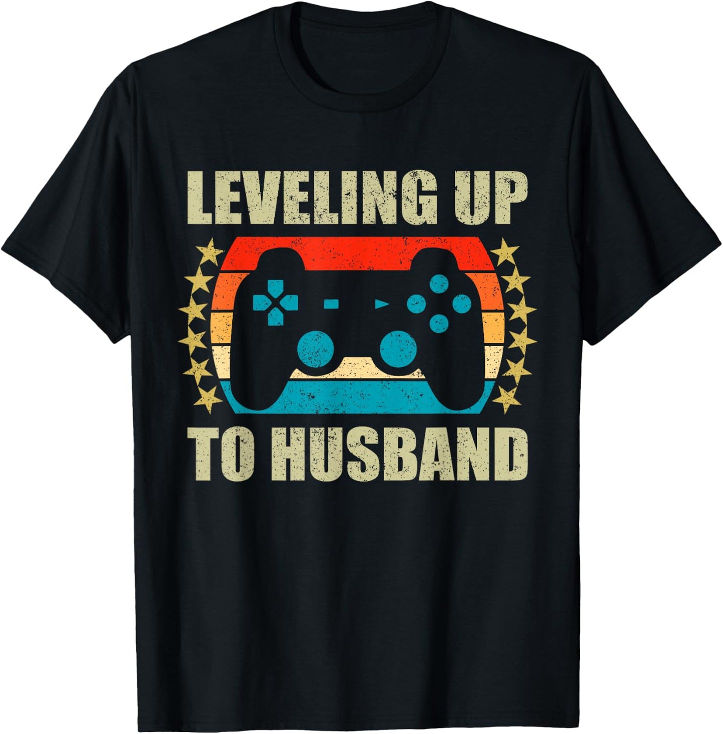 Bachelor Party Leveling Up To Husband Groom Gaming T-Shirt - T-Shirt | Black