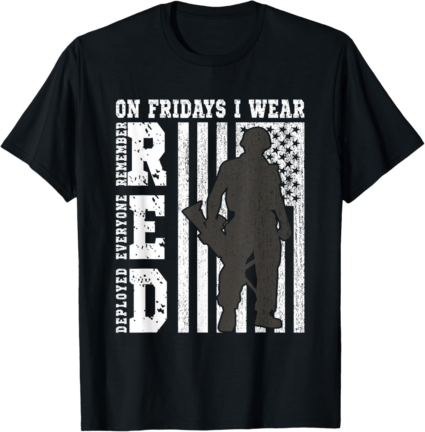On Fridays I Wear Red USA Support American Troops T-Shirt - T-Shirt | Black