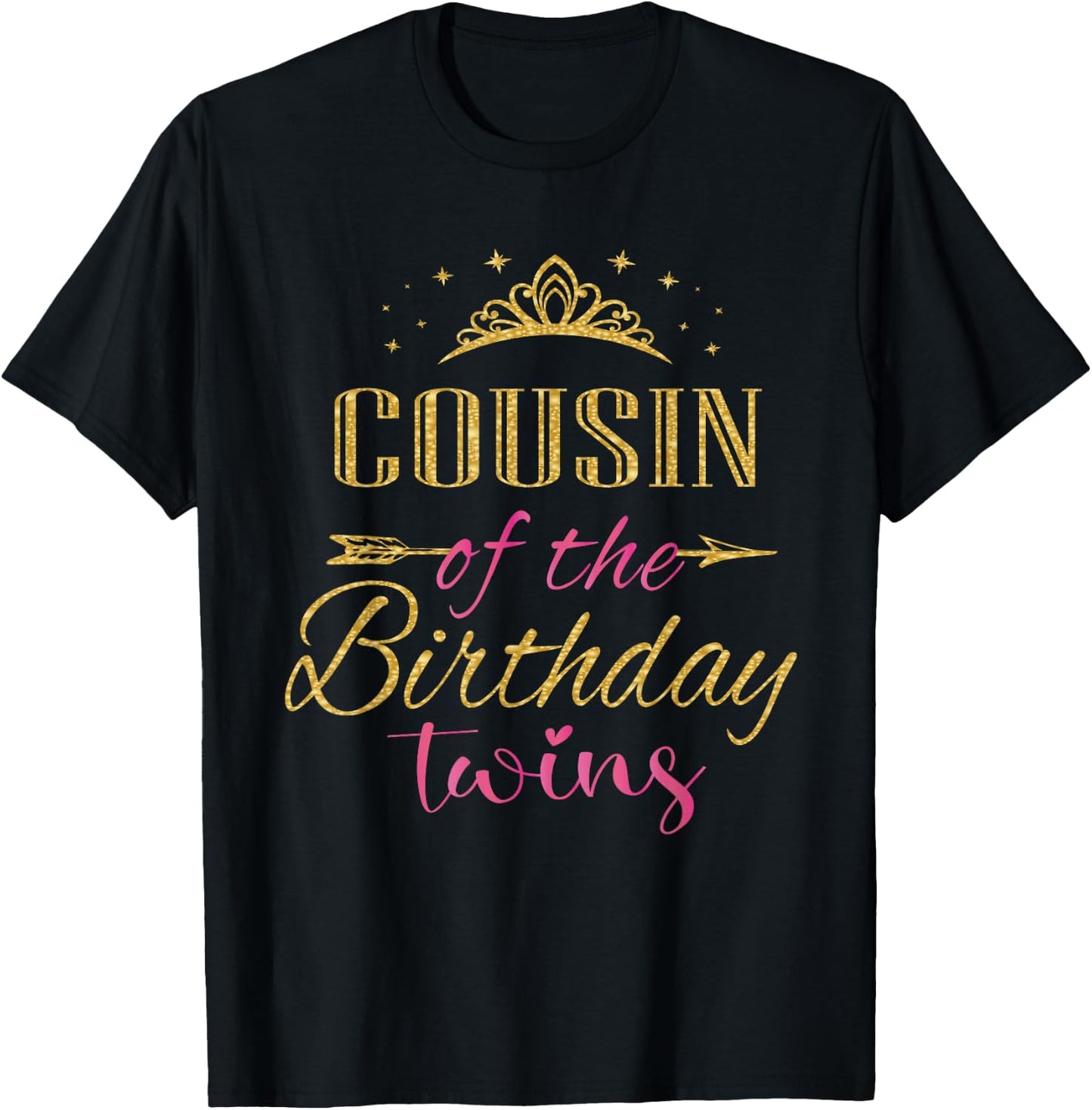 Cousin Of The Birthday Twins Kids Party T-Shirt - T-Shirt | Black