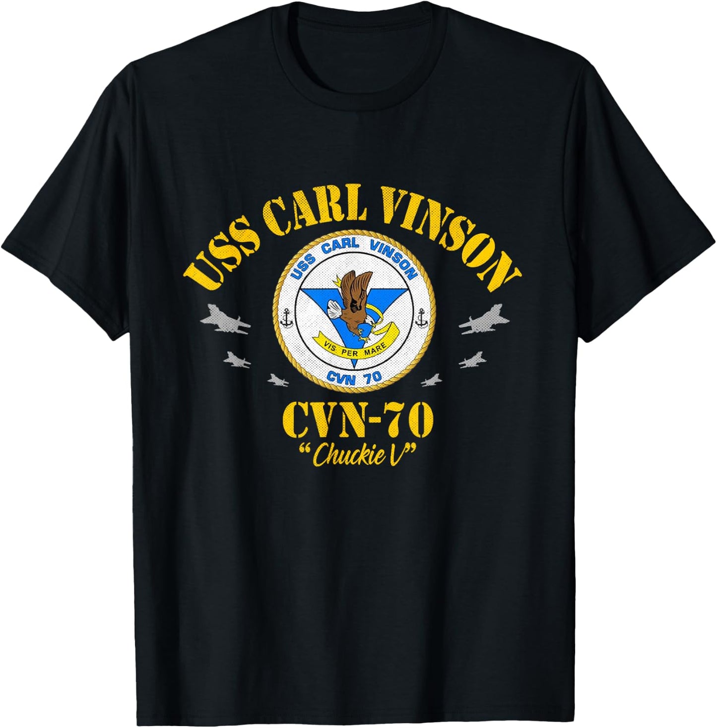 USS Carl Vinson (CVN-70) Aircraft Carrier Veteran Flag T-Shirt - T-Shirt | Black