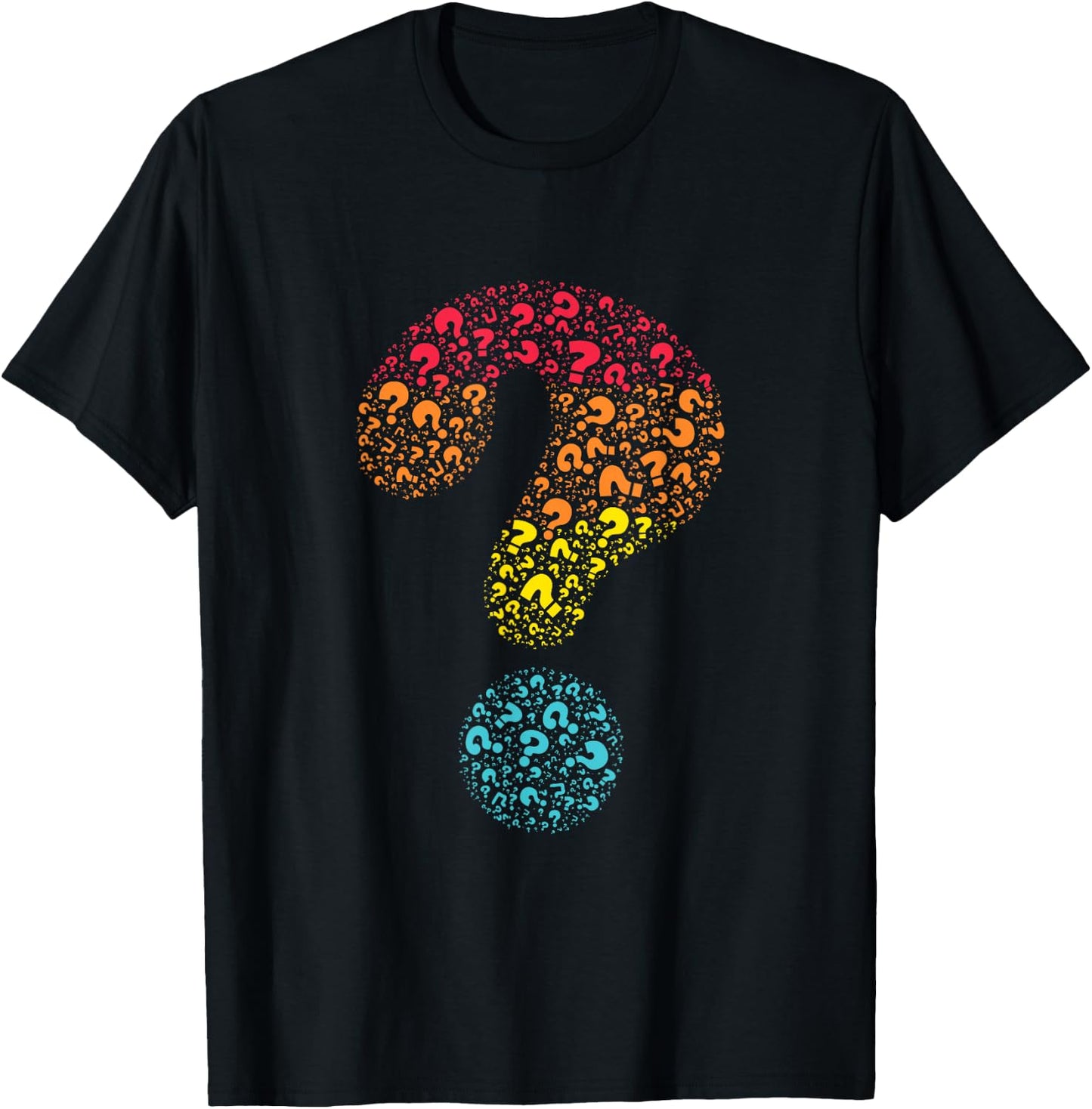 English Writing Questioning Typographic Designs Question Mark Grammar Punctuation Funny T-Shirt - T-Shirt | Black