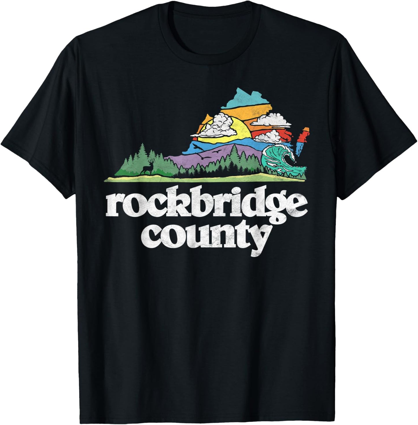 Rockbridge County Virginia Outdoors & Nature Lover Retro T-Shirt - T-Shirt | Black
